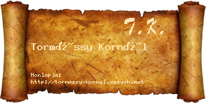 Tormássy Kornél névjegykártya