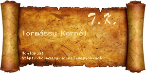 Tormássy Kornél névjegykártya