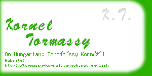 kornel tormassy business card